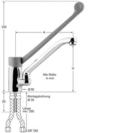Spültischbatterie maxum | grau Ausladung 250 mm Produktbild 1 S