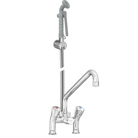 Mehrzweck-Reinigungsset varia Zweigriffmischer Zweiloch Standarmatur Brause grau Produktbild