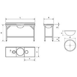 Vorbereitungstisch | Gemüseputztisch | Becken mittig | Arbeitsplatte weiß L 1500 mm Produktbild 2 S